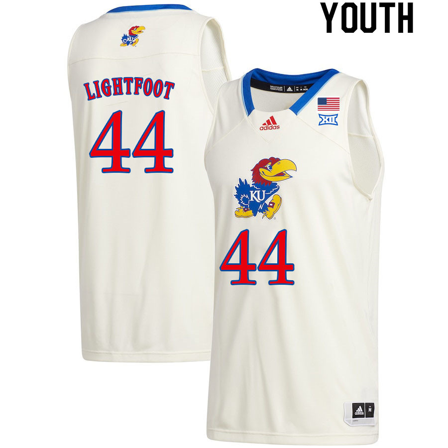 Youth #44 Mitch Lightfoot Kansas Jayhawks College Basketball Jerseys Sale-Cream